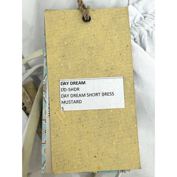 Boheme Skemo Daydream Mini Dress S White Yellow Green Embroidered Beads Tassels - Picture 7 of 16